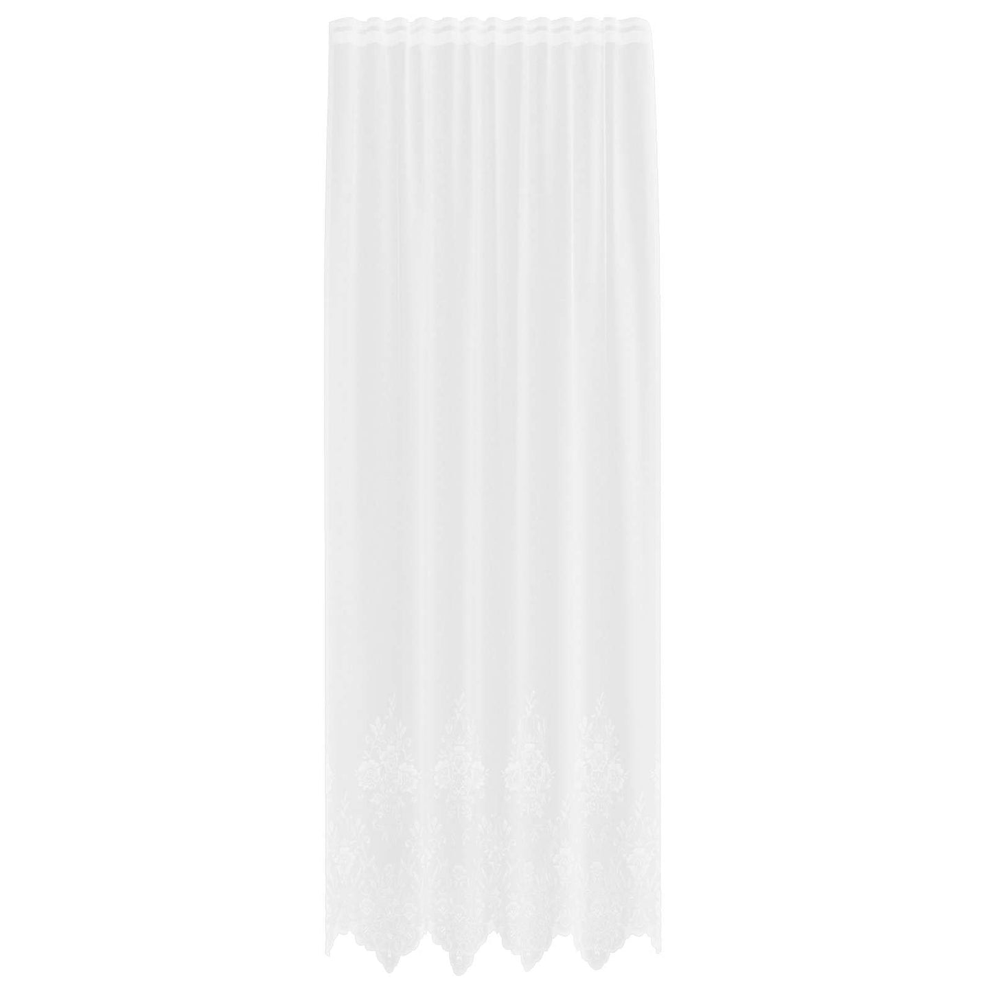 Spitzenvorhang mit Vorhängen Floral Weiß 280 x 150 cm Polyester