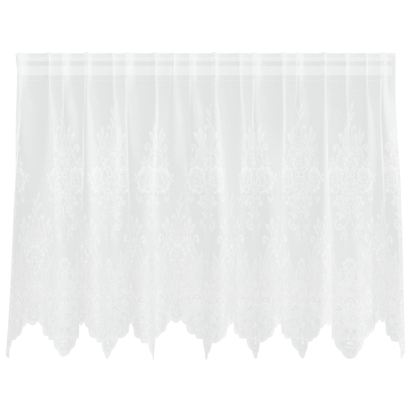 Spitzenvorhang mit Vorhängen Floral Weiß 100 x 200 cm Polyester