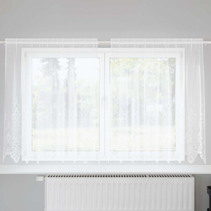 Spitzenvorhang mit Vorhängen Floral Weiß 160 x 200 cm Polyester