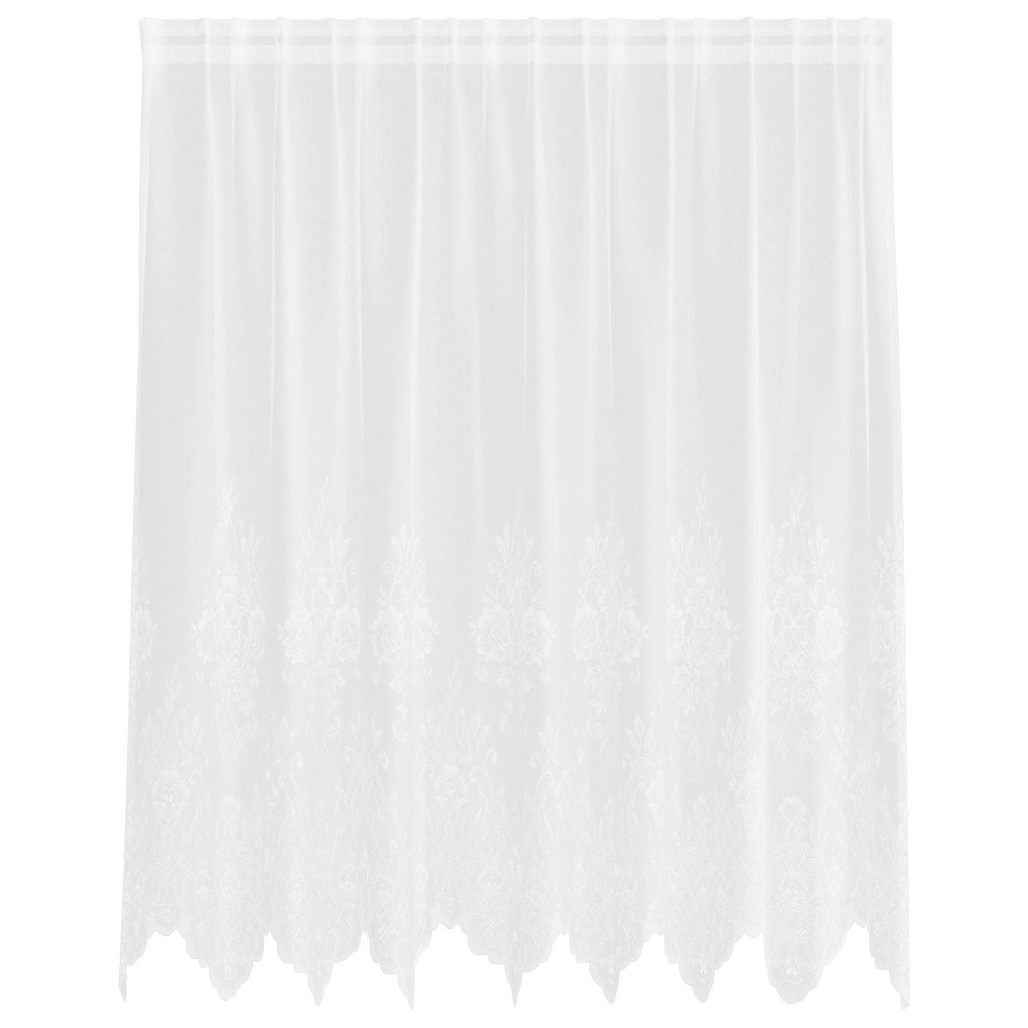 Spitzenvorhang mit Vorhängen Floral Weiß 160 x 200 cm Polyester