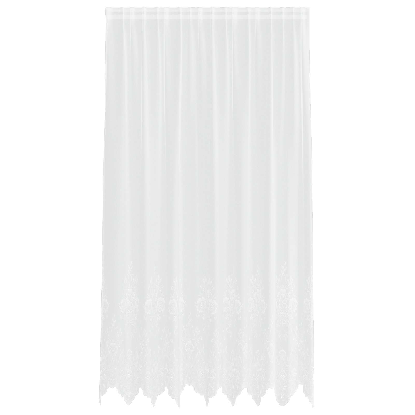 Spitzenvorhang mit Vorhängen Floral Weiß 245 x 200 cm Polyester