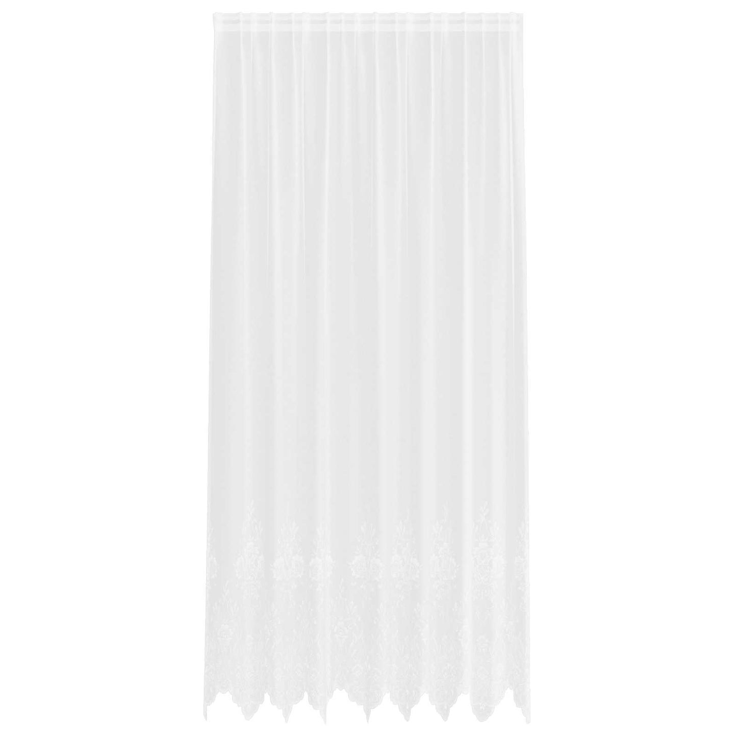 Spitzenvorhang mit Vorhängen Floral Weiß 300 x 200 cm Polyester