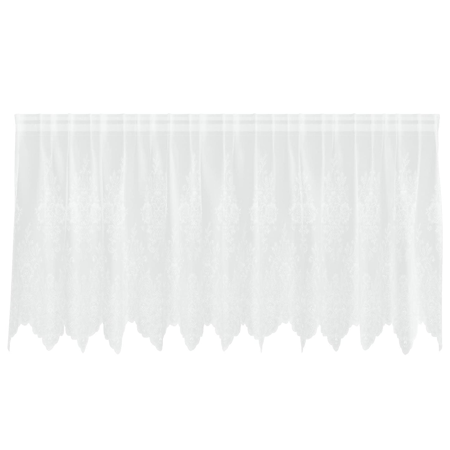 Spitzenvorhang mit Vorhängen Floral Weiß 100 x 300 cm Polyester