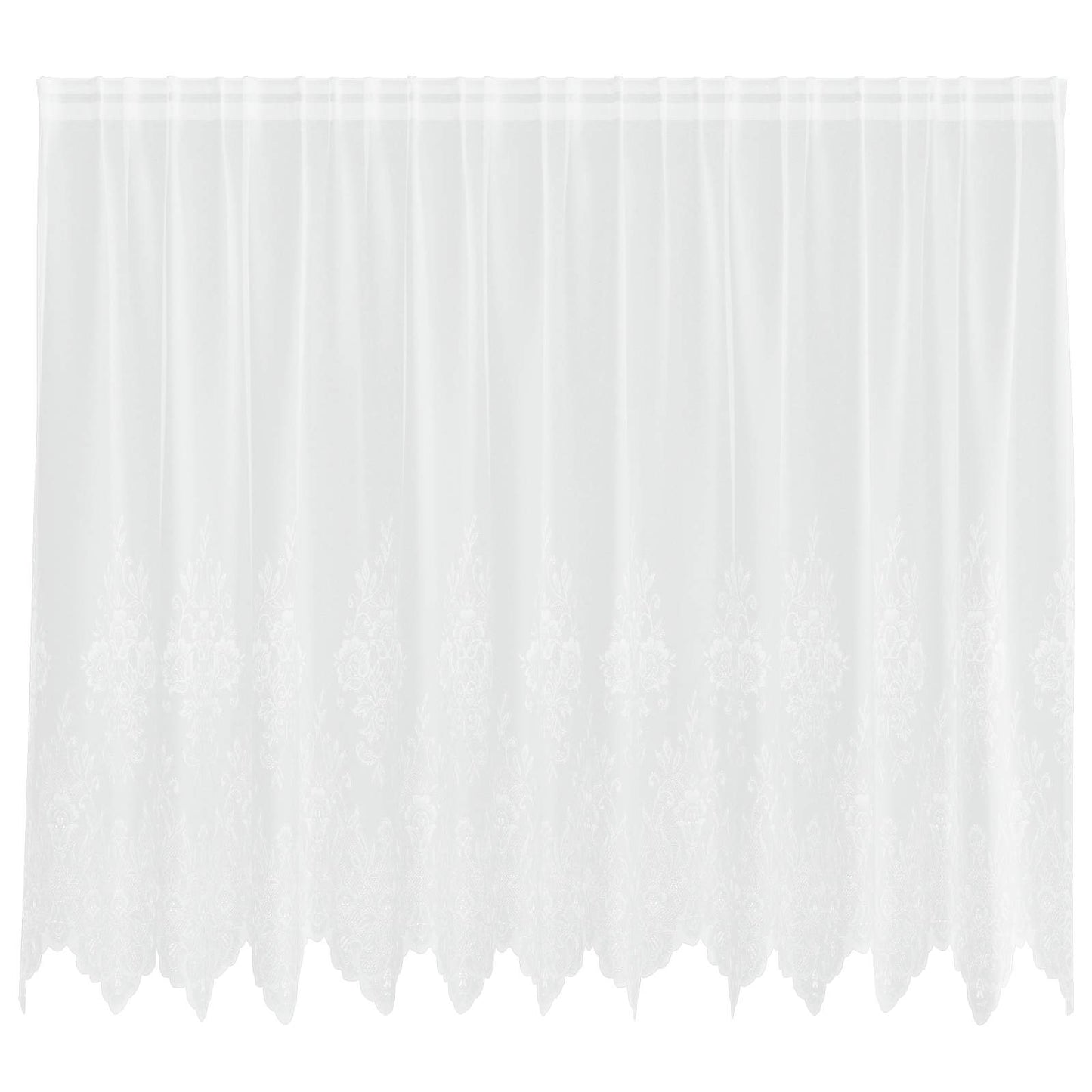 Spitzenvorhang mit Vorhängen Floral Weiß 180 x 300 cm Polyester