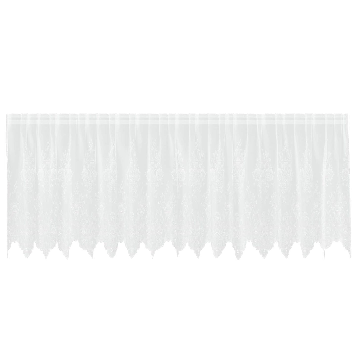 Spitzenvorhang mit Vorhängen Floral Weiß 100 x 400 cm Polyester