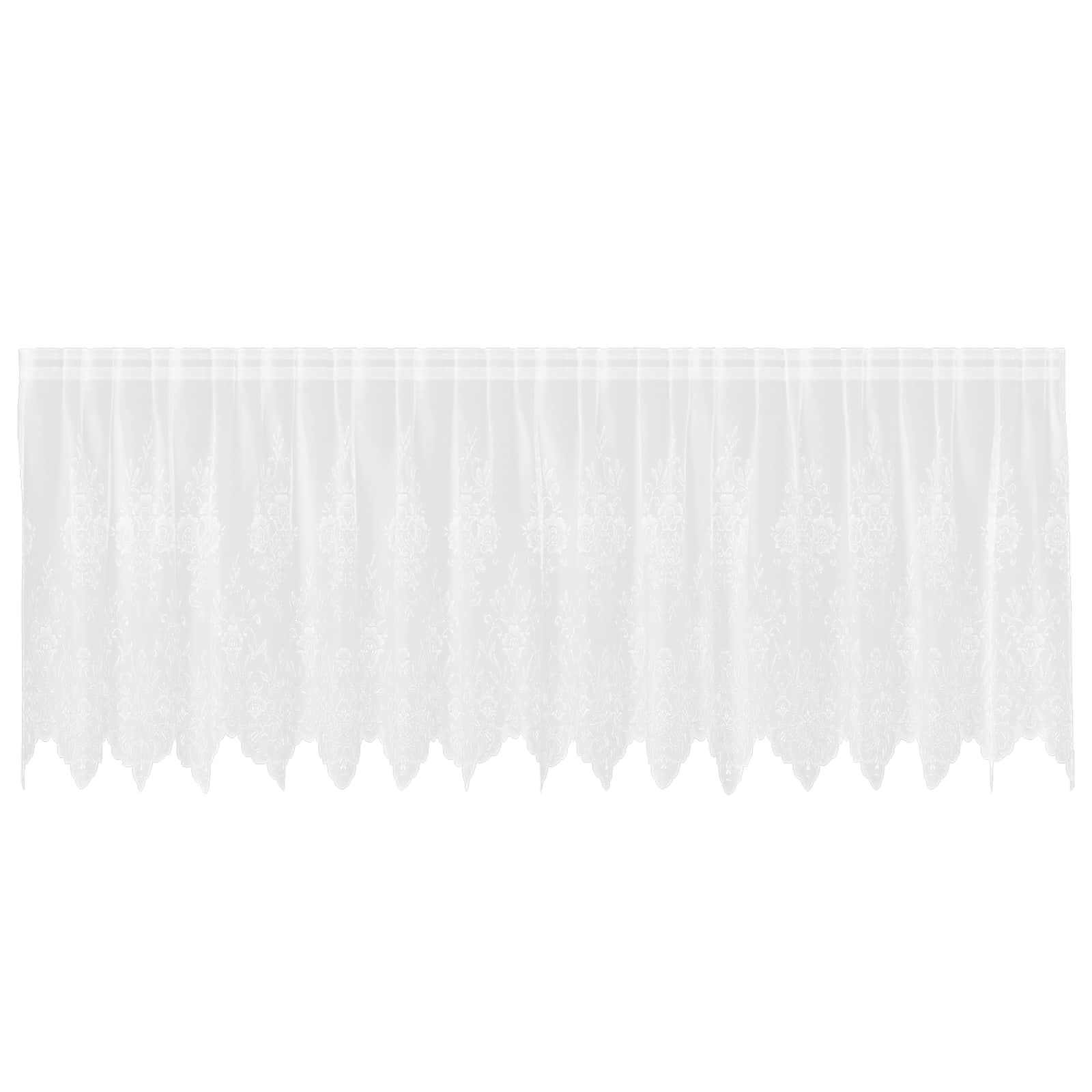 Spitzenvorhang mit Vorhängen Floral Weiß 100 x 400 cm Polyester