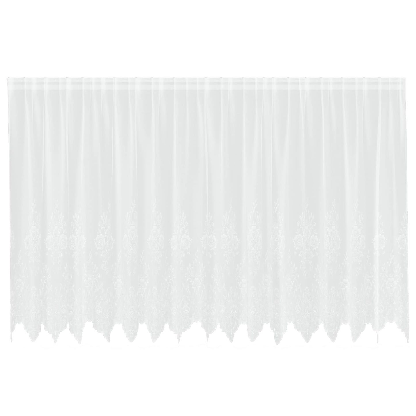 Spitzenvorhang mit Vorhängen Floral Weiß 160 x 400 cm Polyester