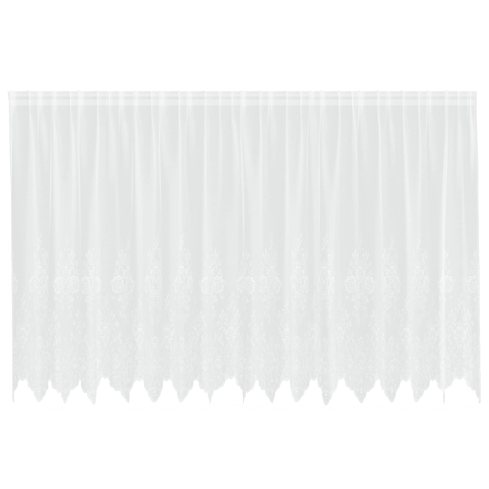 Spitzenvorhang mit Vorhängen Floral Weiß 180 x 400 cm Polyester