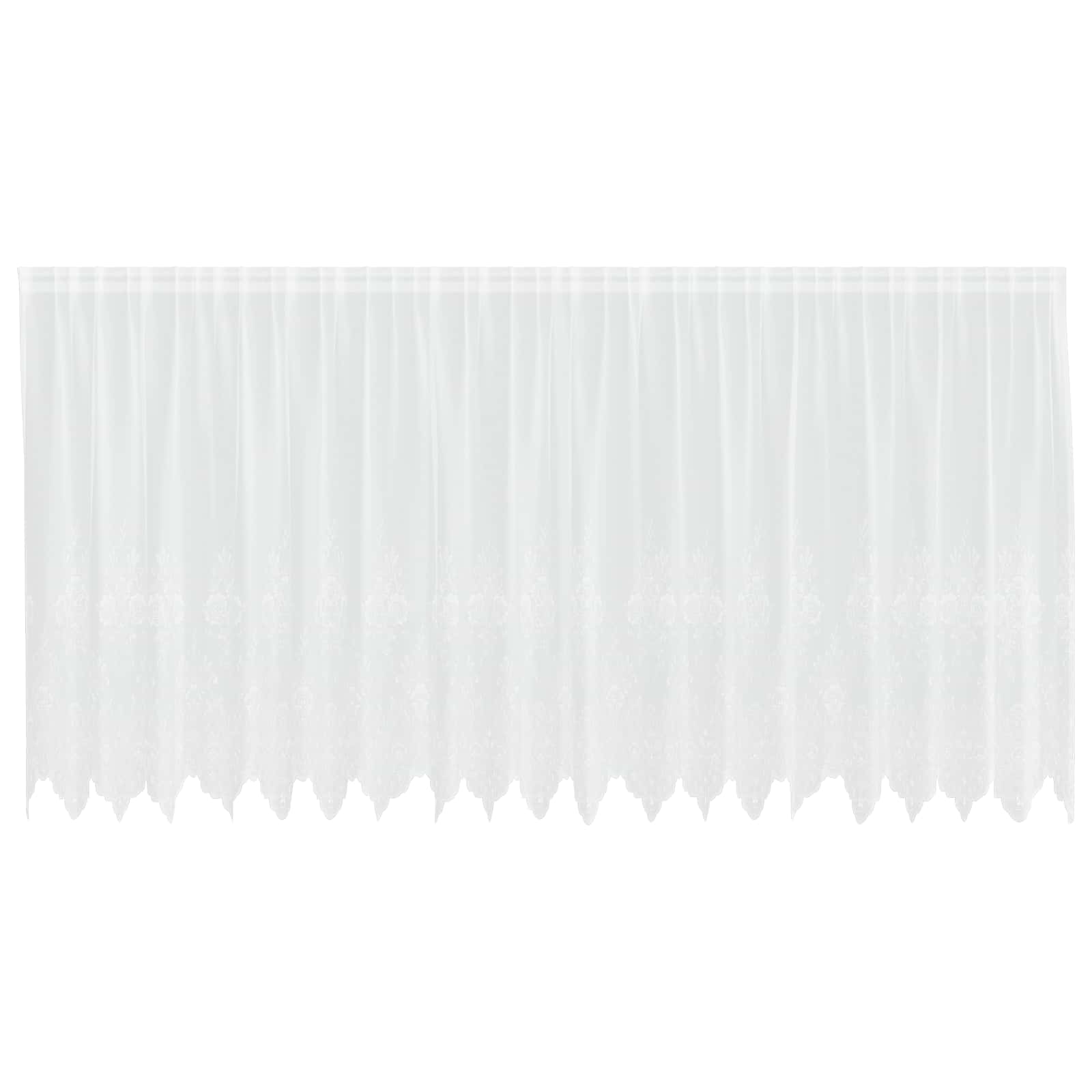 Spitzenvorhang mit Vorhängen Floral Weiß 180 x 500 cm Polyester