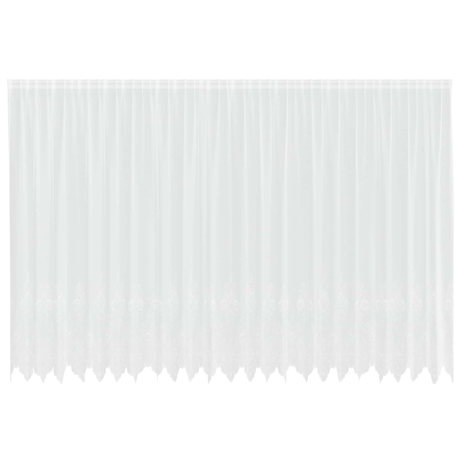 Spitzenvorhang mit Vorhängen Floral Weiß 220 x 600 cm Polyester