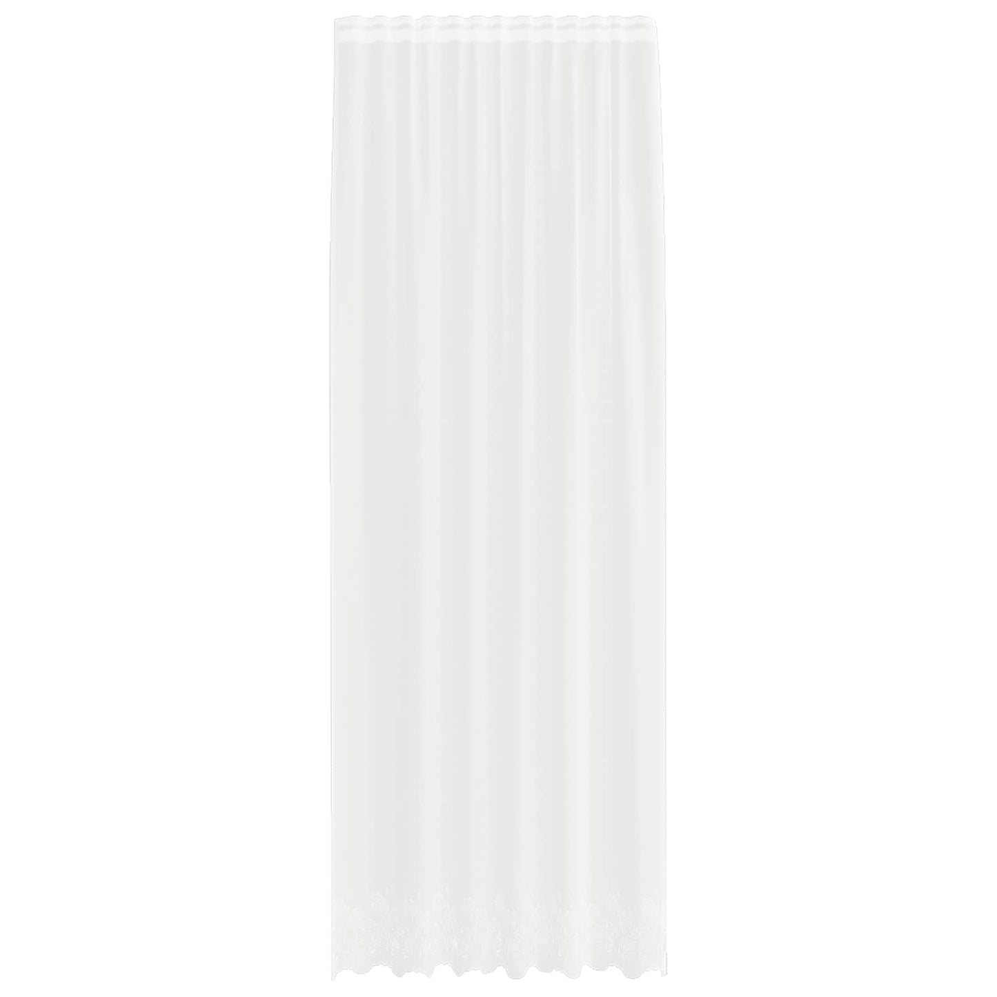 Spitzenvorhang mit Vorhängen Floral Weiß 300 x 150 cm Polyester