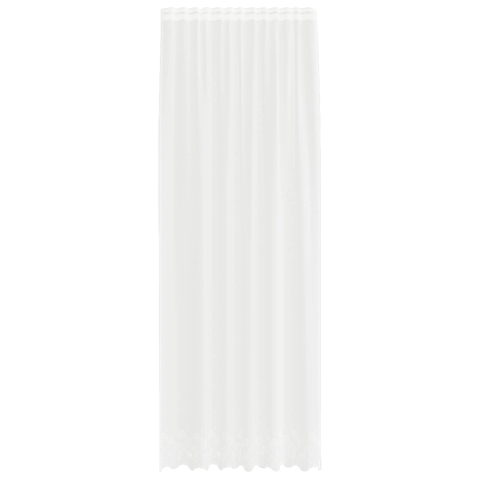 Spitzenvorhang mit Vorhängen Floral Weiß 300 x 150 cm Polyester
