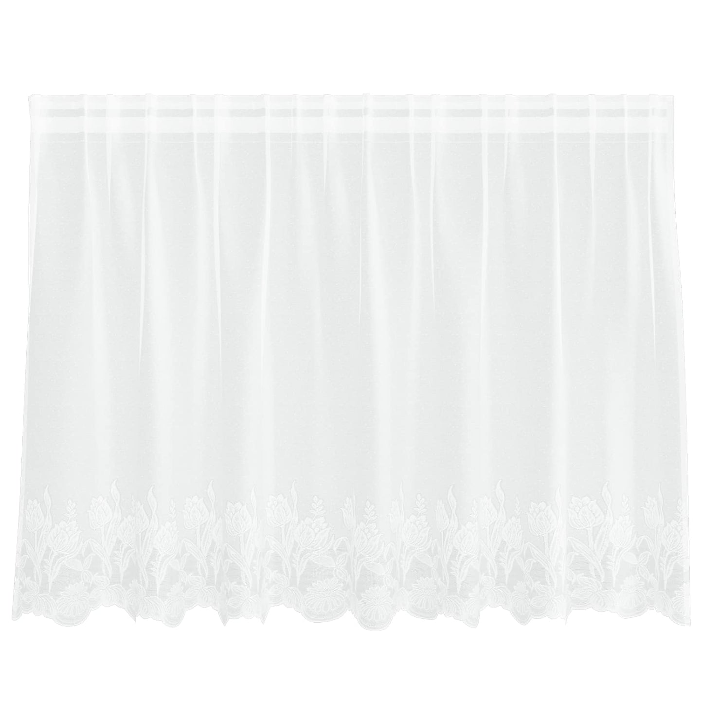 Spitzenvorhang mit Vorhängen Floral Weiß 80 x 200 cm Polyester