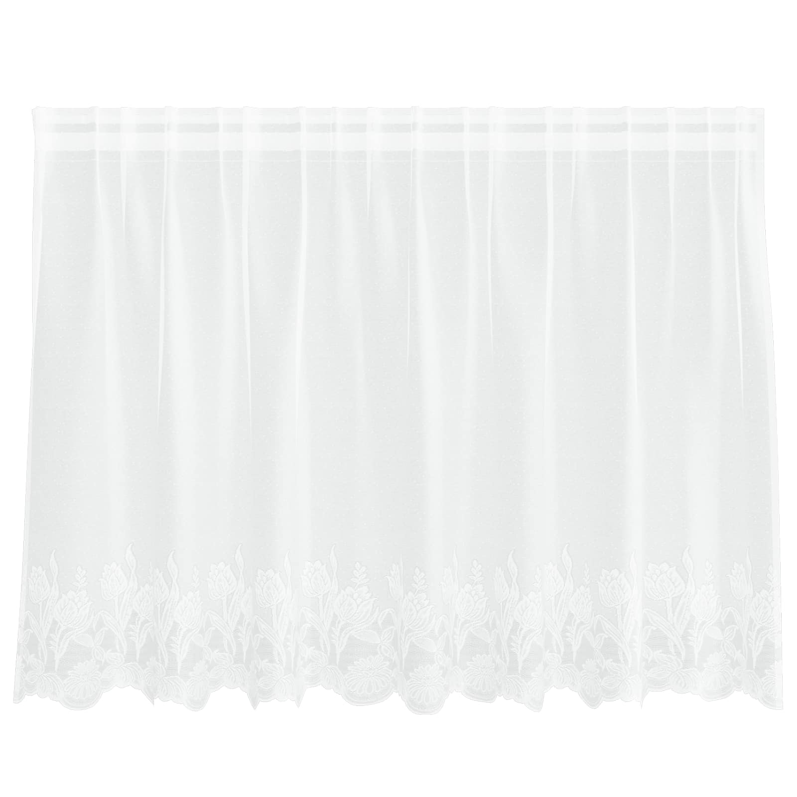 Spitzenvorhang mit Vorhängen Floral Weiß 80 x 200 cm Polyester