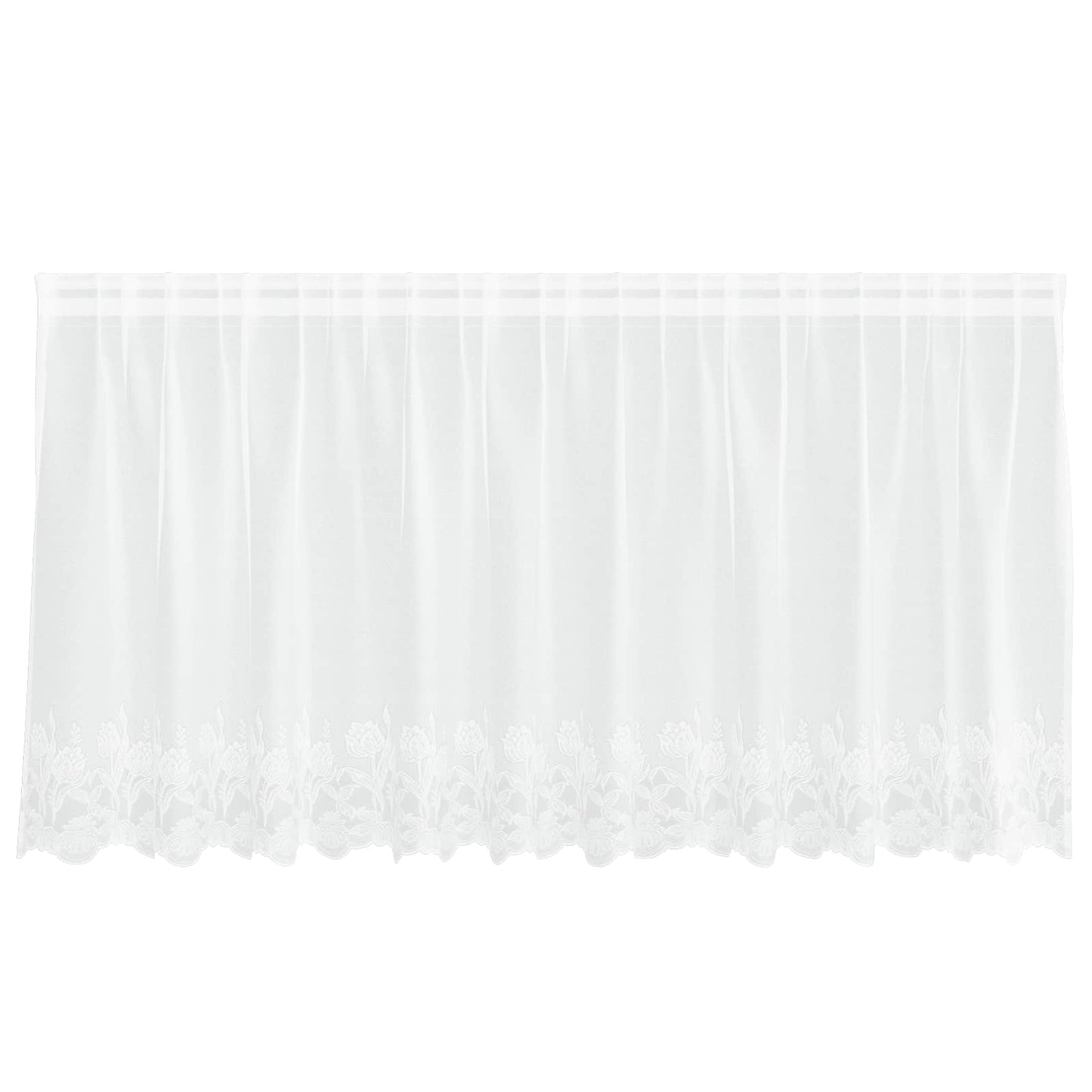 Spitzenvorhang mit Vorhängen Floral Weiß 100 x 300 cm Polyester