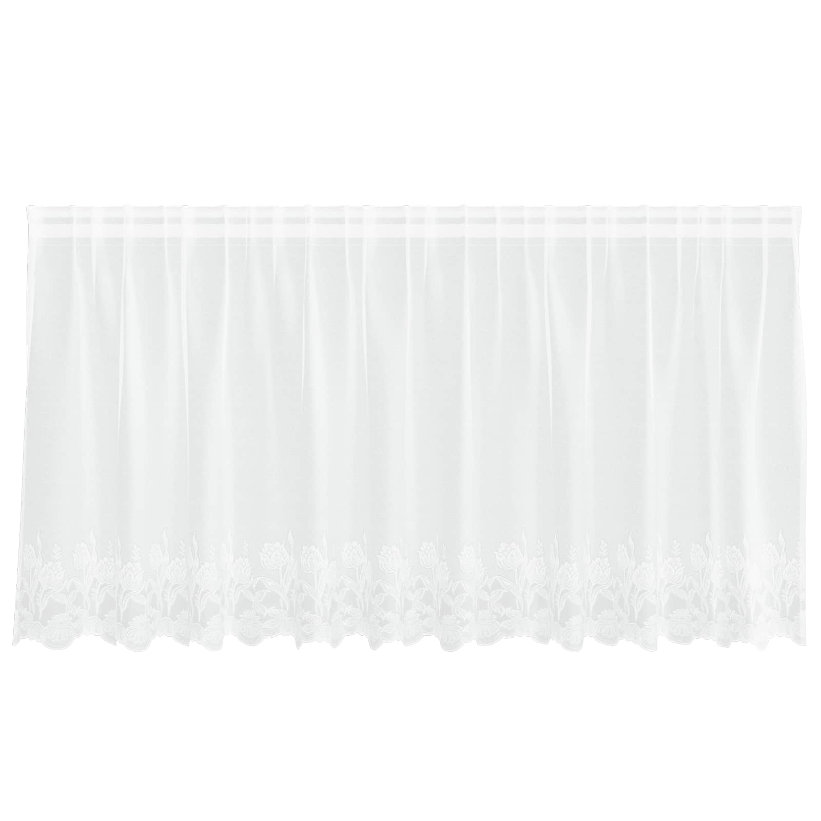 Spitzenvorhang mit Vorhängen Floral Weiß 100 x 300 cm Polyester