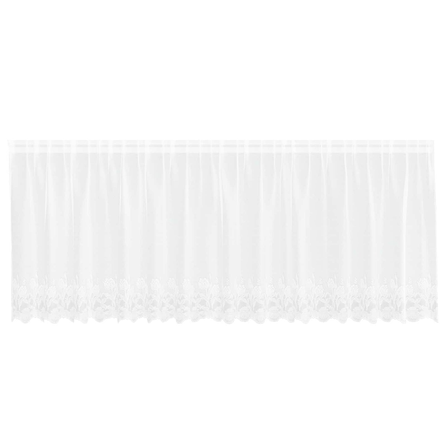Spitzenvorhang mit Vorhängen Floral Weiß 100 x 400 cm Polyester