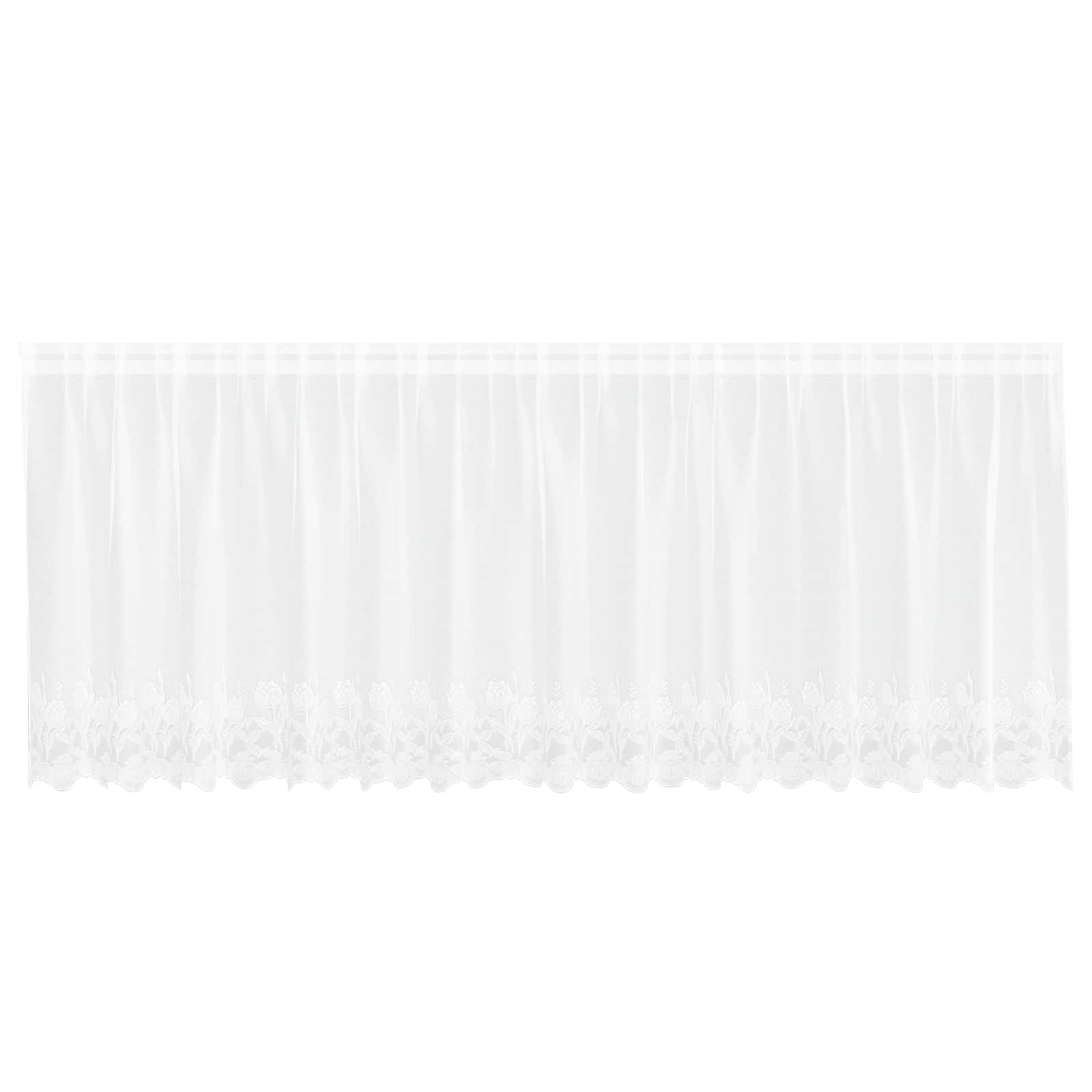 Spitzenvorhang mit Vorhängen Floral Weiß 100 x 400 cm Polyester