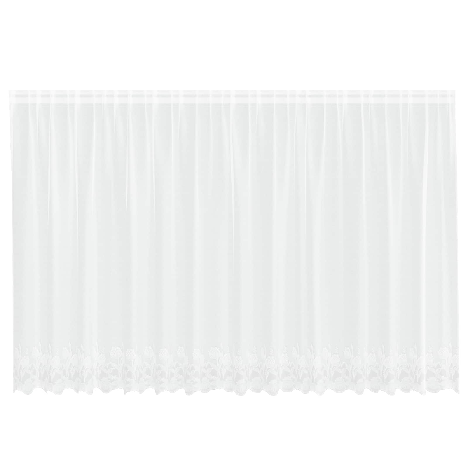 Spitzenvorhang mit Vorhängen Floral Weiß 140 x 400 cm Polyester