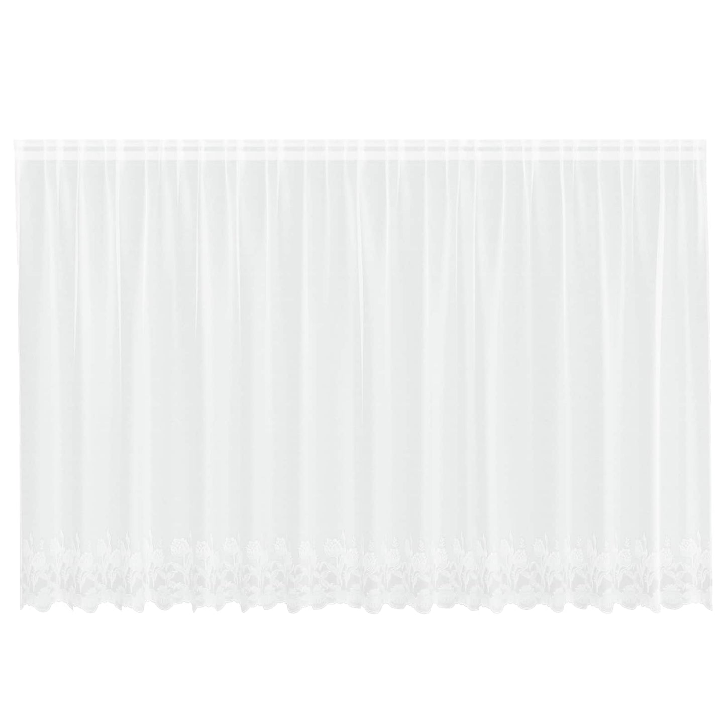 Spitzenvorhang mit Vorhängen Floral Weiß 180 x 400 cm Polyester
