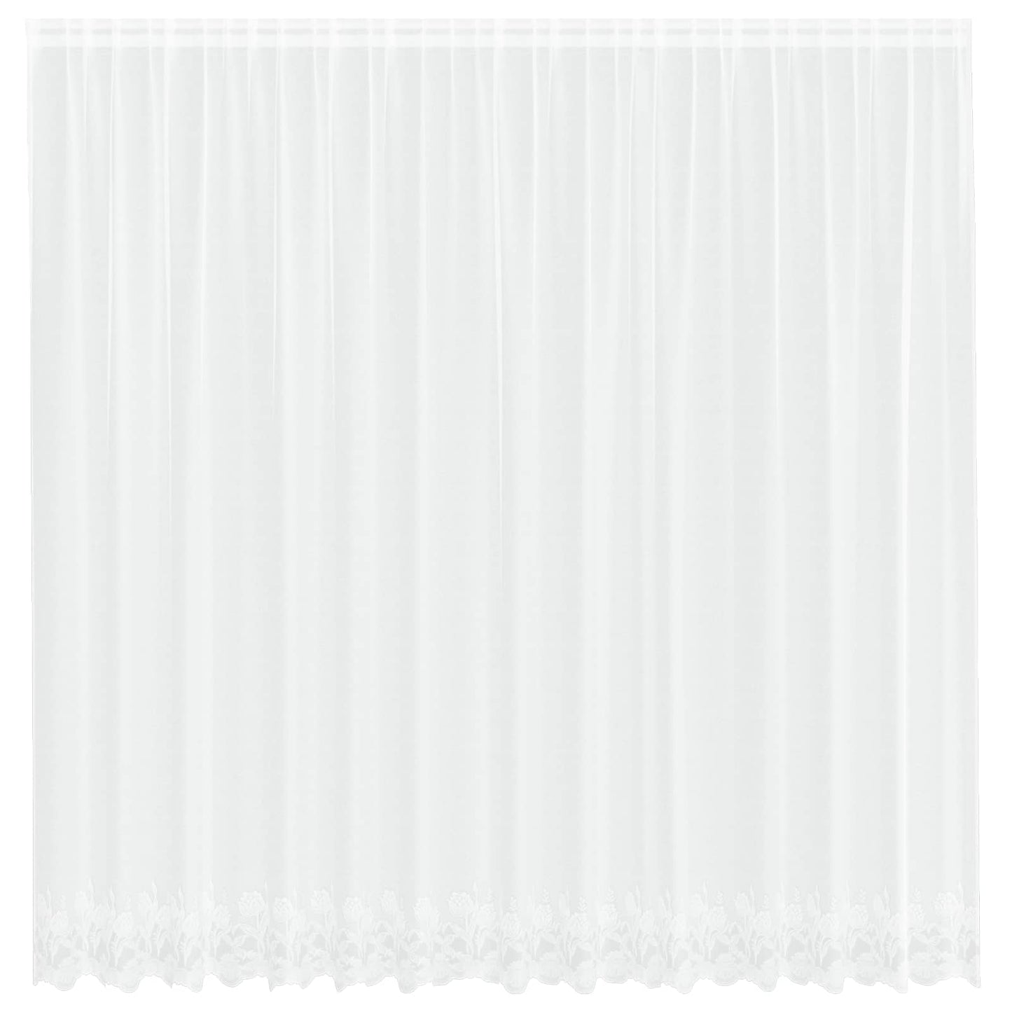 Spitzenvorhang mit Vorhängen Floral Weiß 200 x 400 cm Polyester