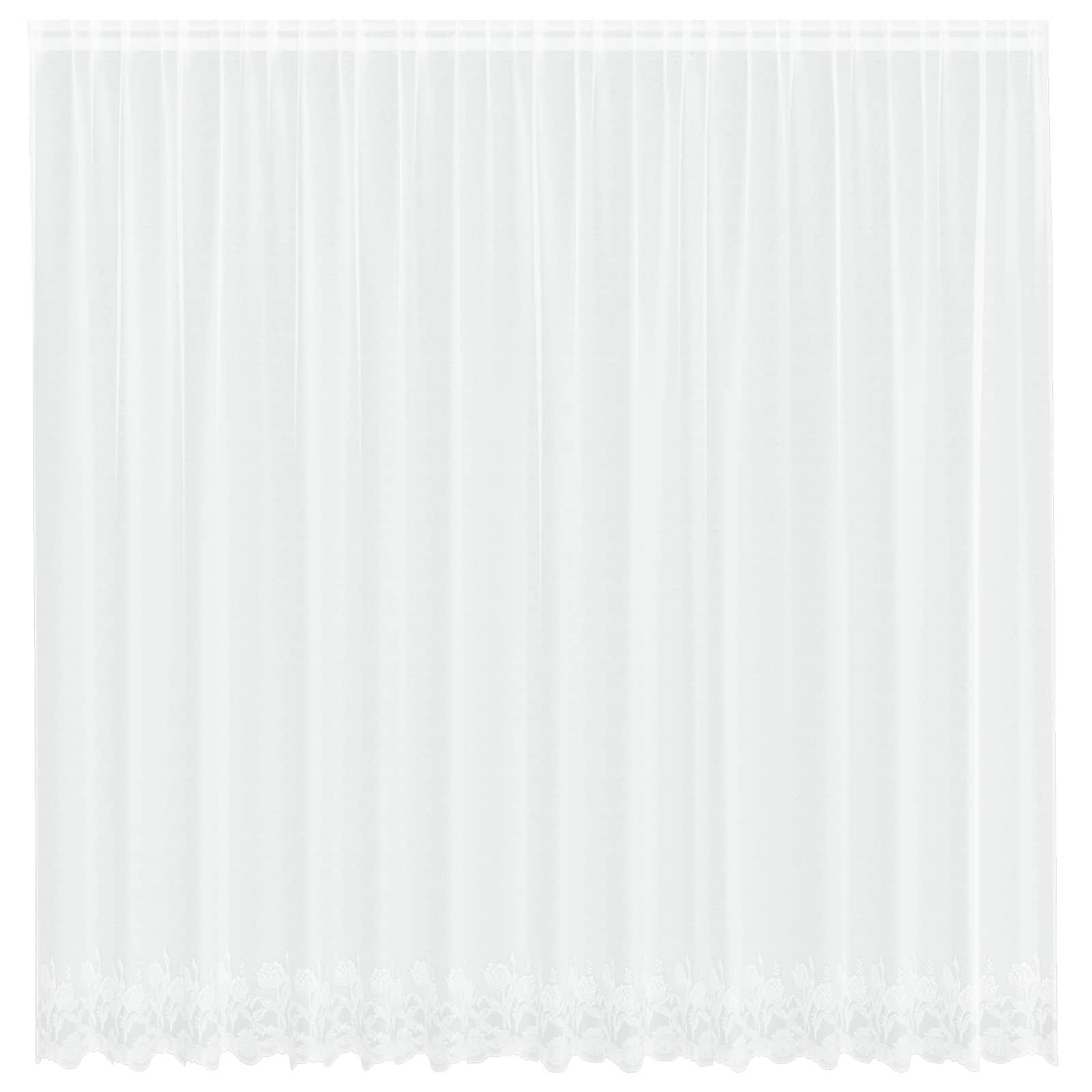 Spitzenvorhang mit Vorhängen Floral Weiß 200 x 400 cm Polyester