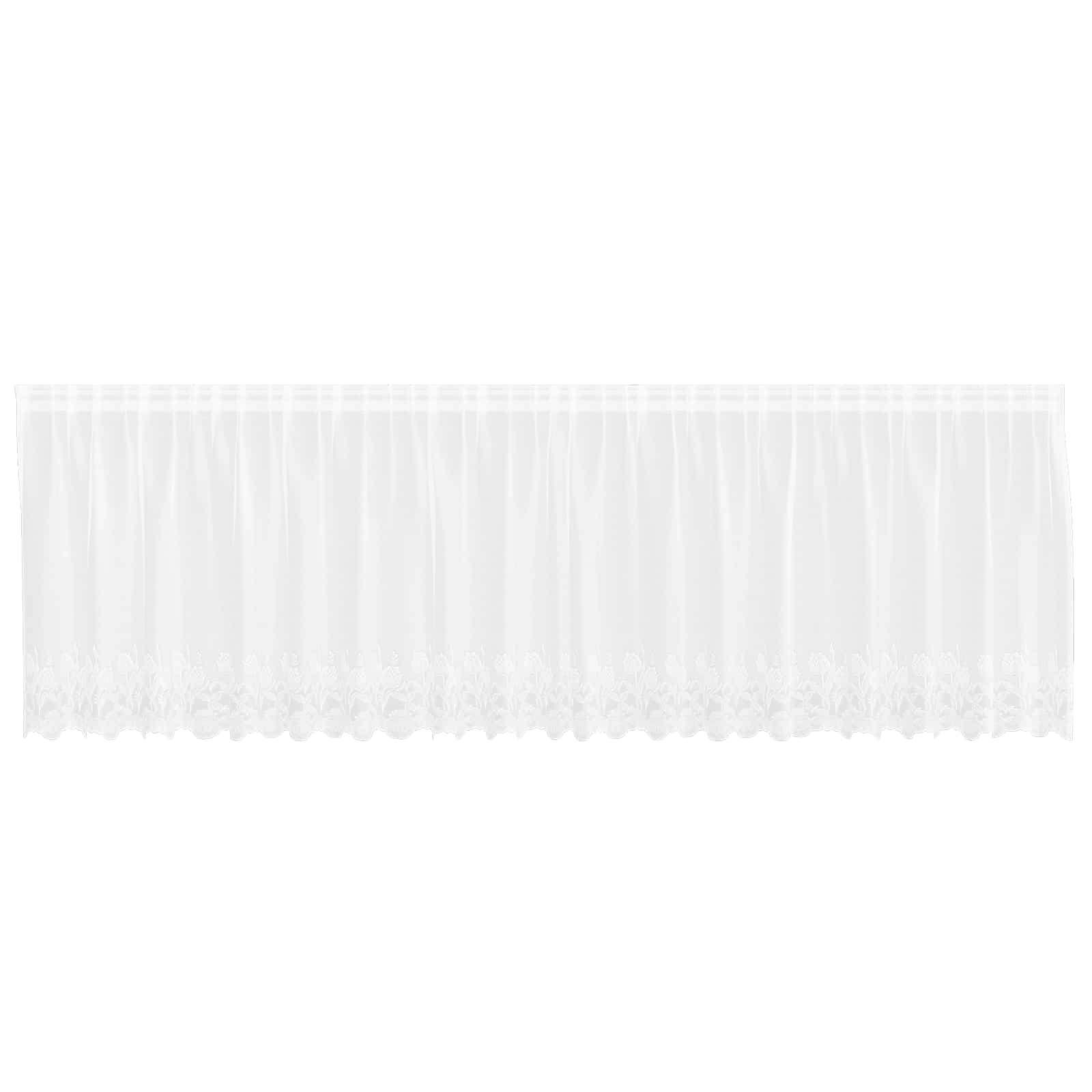 Spitzenvorhang mit Vorhängen Floral Weiß 80 x 500 cm Polyester