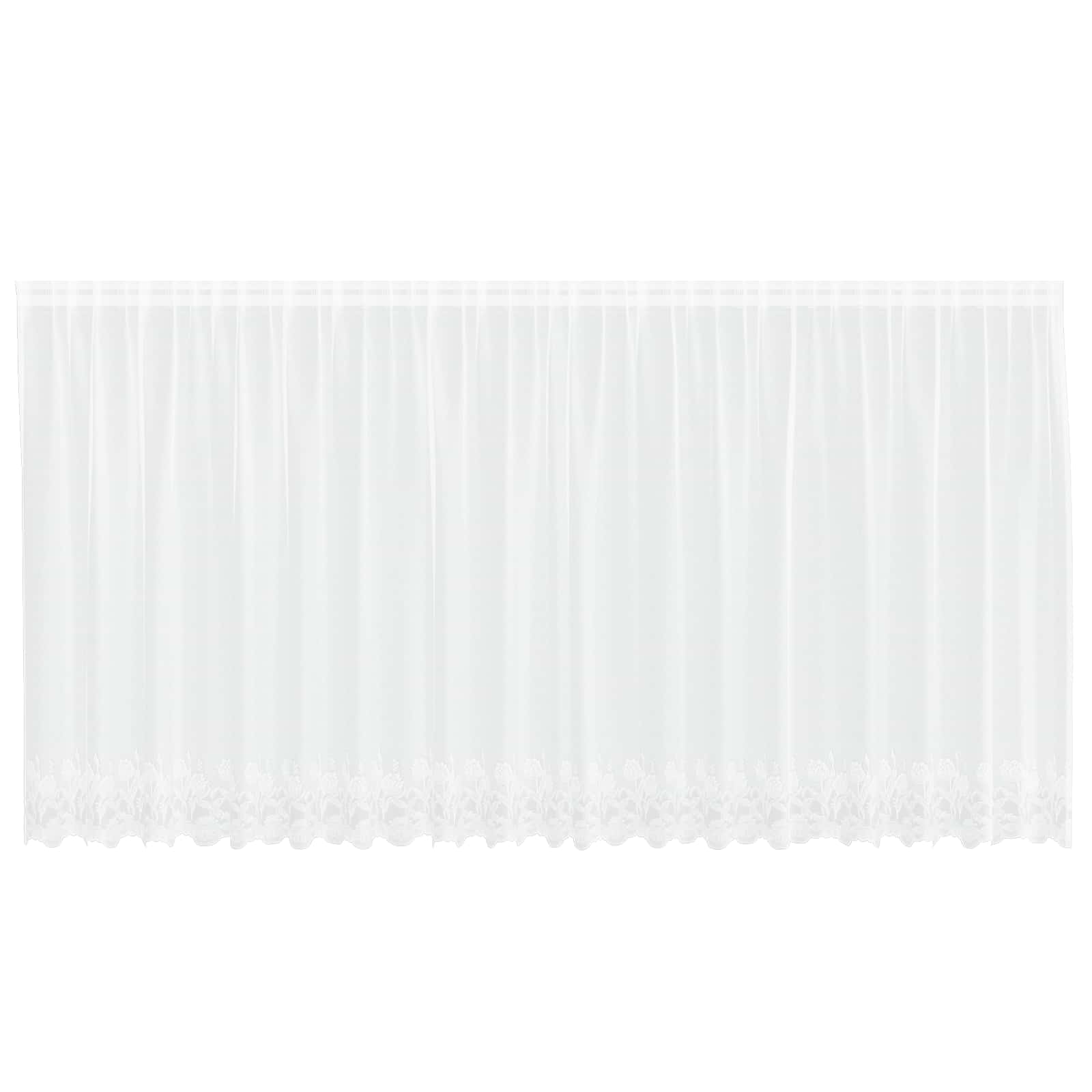 Spitzenvorhang mit Vorhängen Floral Weiß 180 x 500 cm Polyester