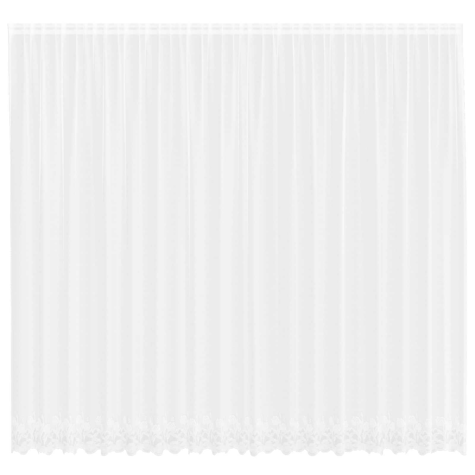 Spitzenvorhang mit Vorhängen Floral Weiß 300 x 500 cm Polyester