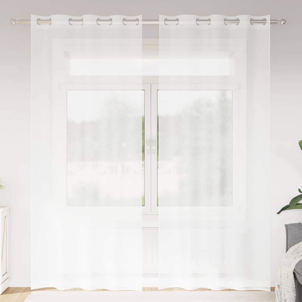 Voile-Vorhang 2 stk. Weiß 260 x 140 cm Polyester