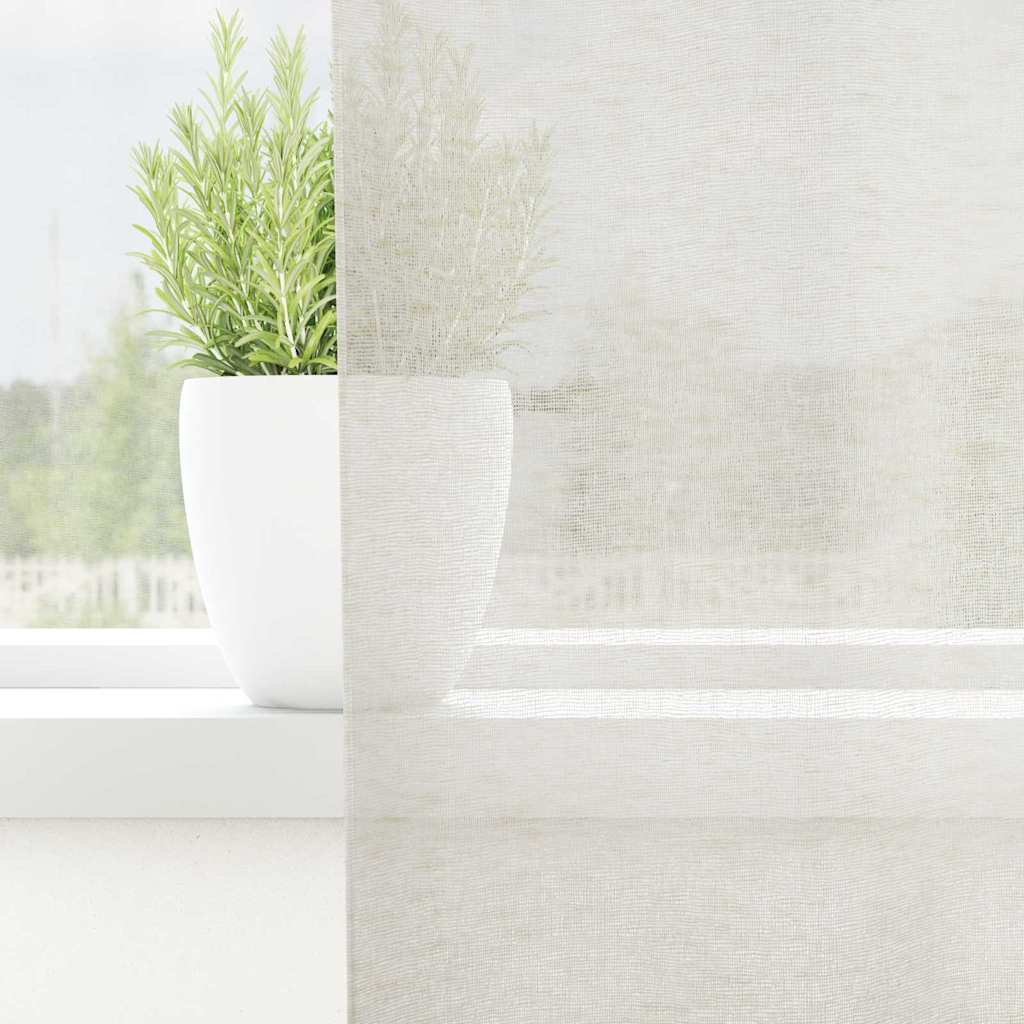 Voile-Vorhang 2 stk. Creme 140 x 140 cm Polyester
