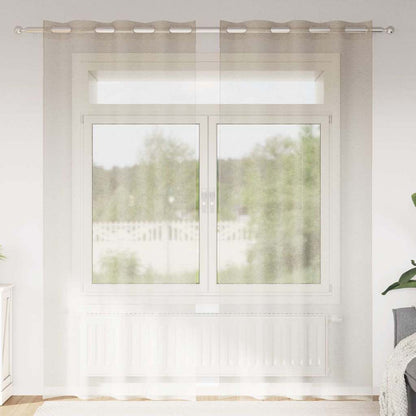 Voile-Vorhang 2 stk. Sand 245 x 140 cm Polyester