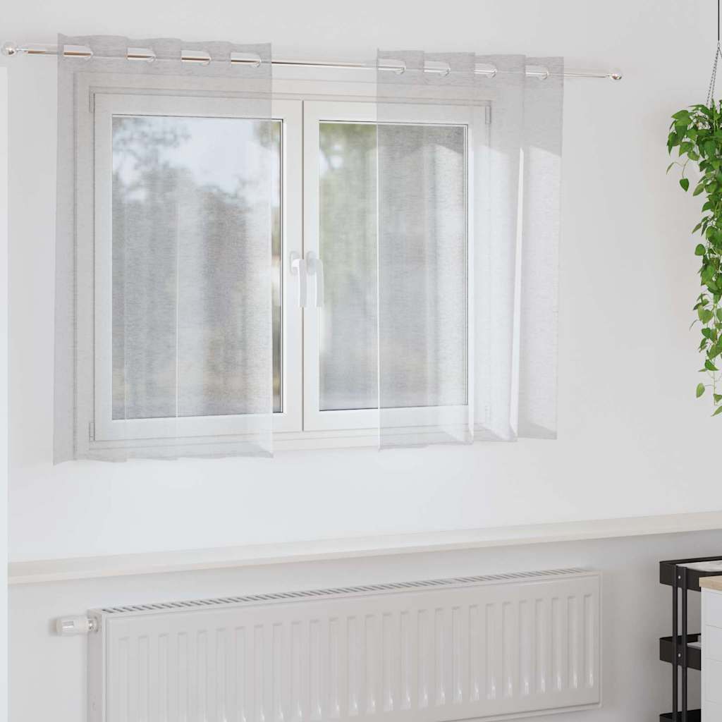 Voile-Vorhang 2 stk. Hellgrau 140 x 140 cm Polyester