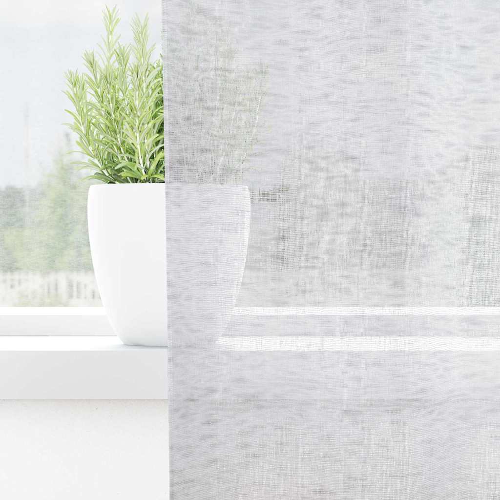 Voile-Vorhang 2 stk. Hellgrau 175 x 140 cm Polyester
