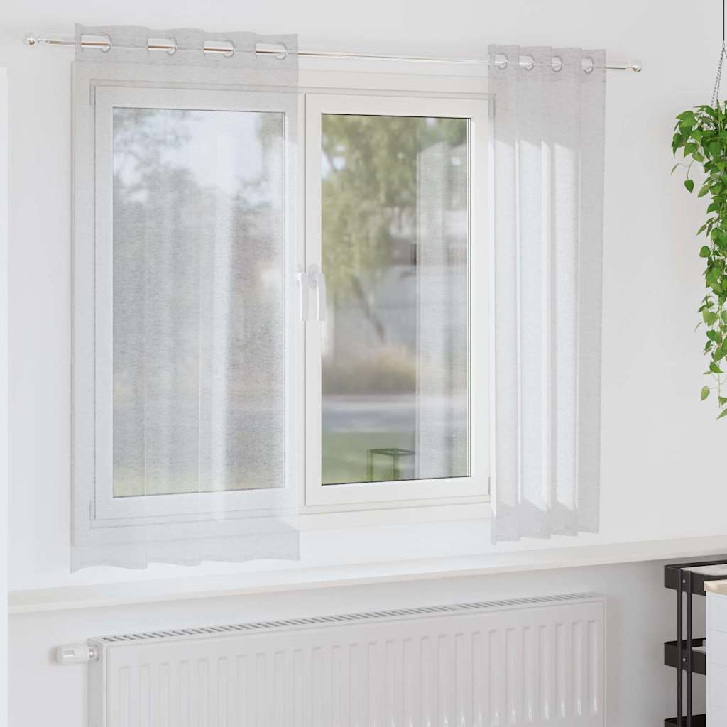 Voile-Vorhang 2 stk. Hellgrau 175 x 140 cm Polyester