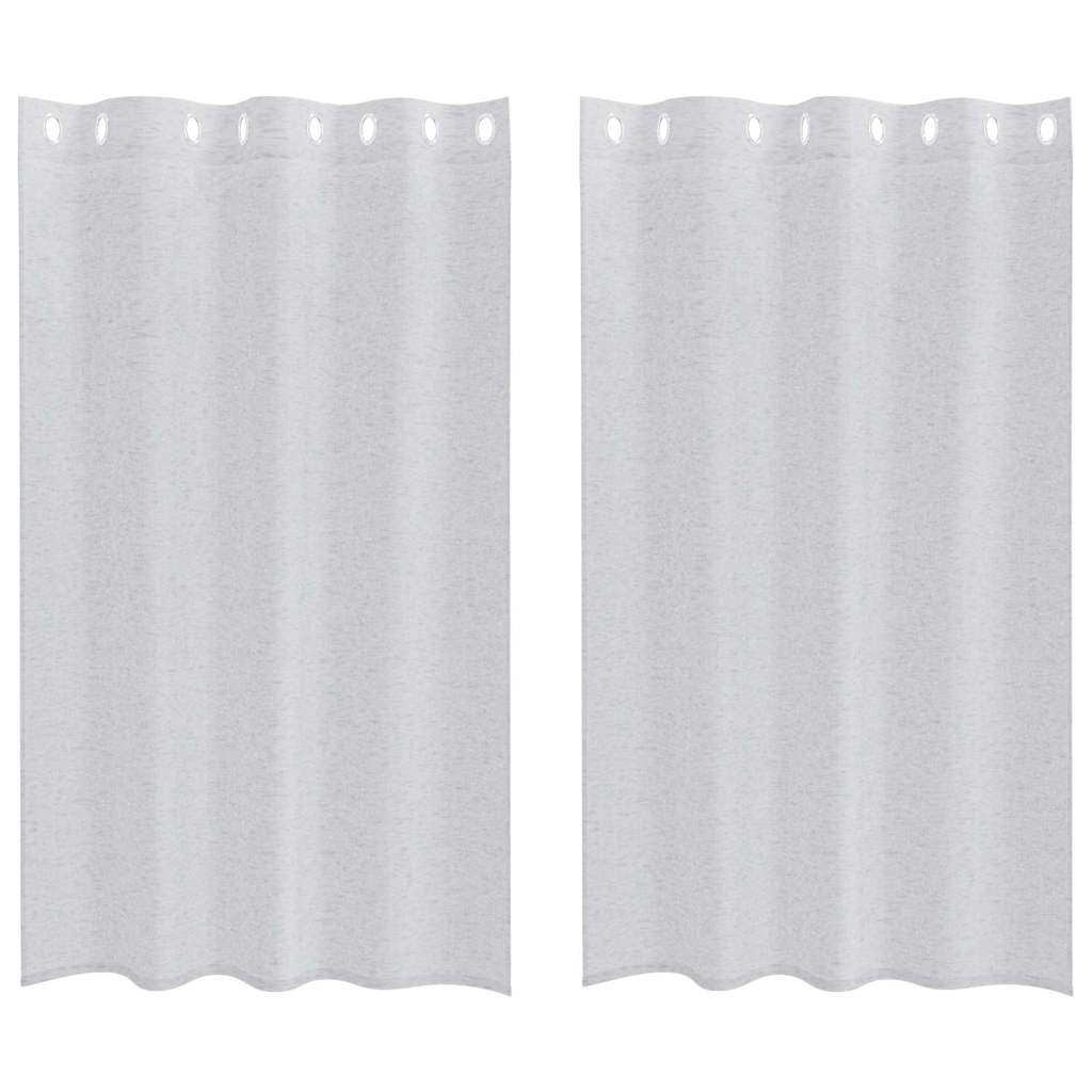 Voile-Vorhang 2 stk. Hellgrau 175 x 140 cm Polyester