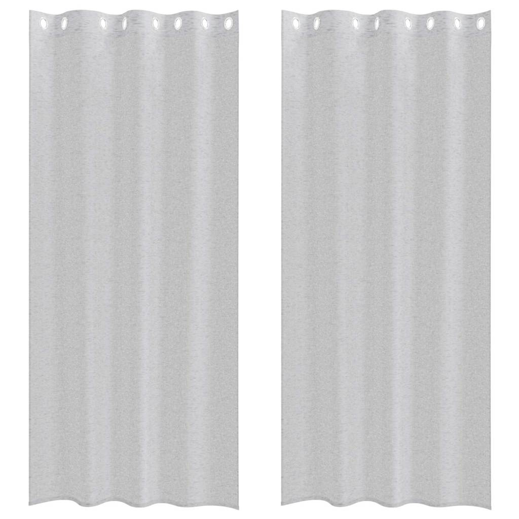 Voile-Vorhang 2 stk. Hellgrau 225 x 140 cm Polyester
