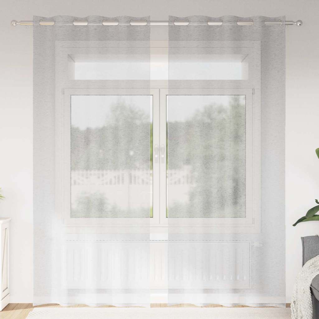 Voile-Vorhang 2 stk. Hellgrau 245 x 140 cm Polyester