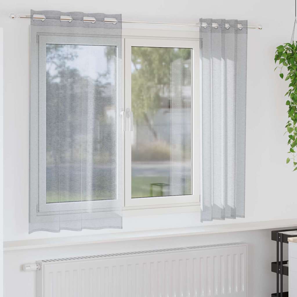 Voile-Vorhang 2 stk. Dunkelgrau 175 x 140 cm Polyester