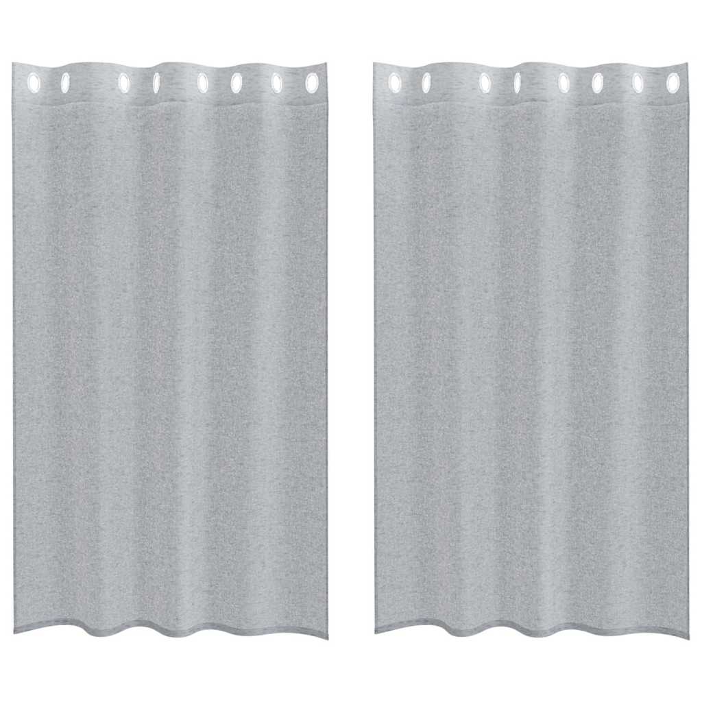 Voile-Vorhang 2 stk. Dunkelgrau 175 x 140 cm Polyester