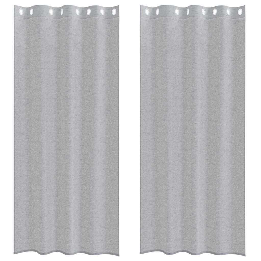 Voile-Vorhang 2 stk. Dunkelgrau 245 x 140 cm Polyester