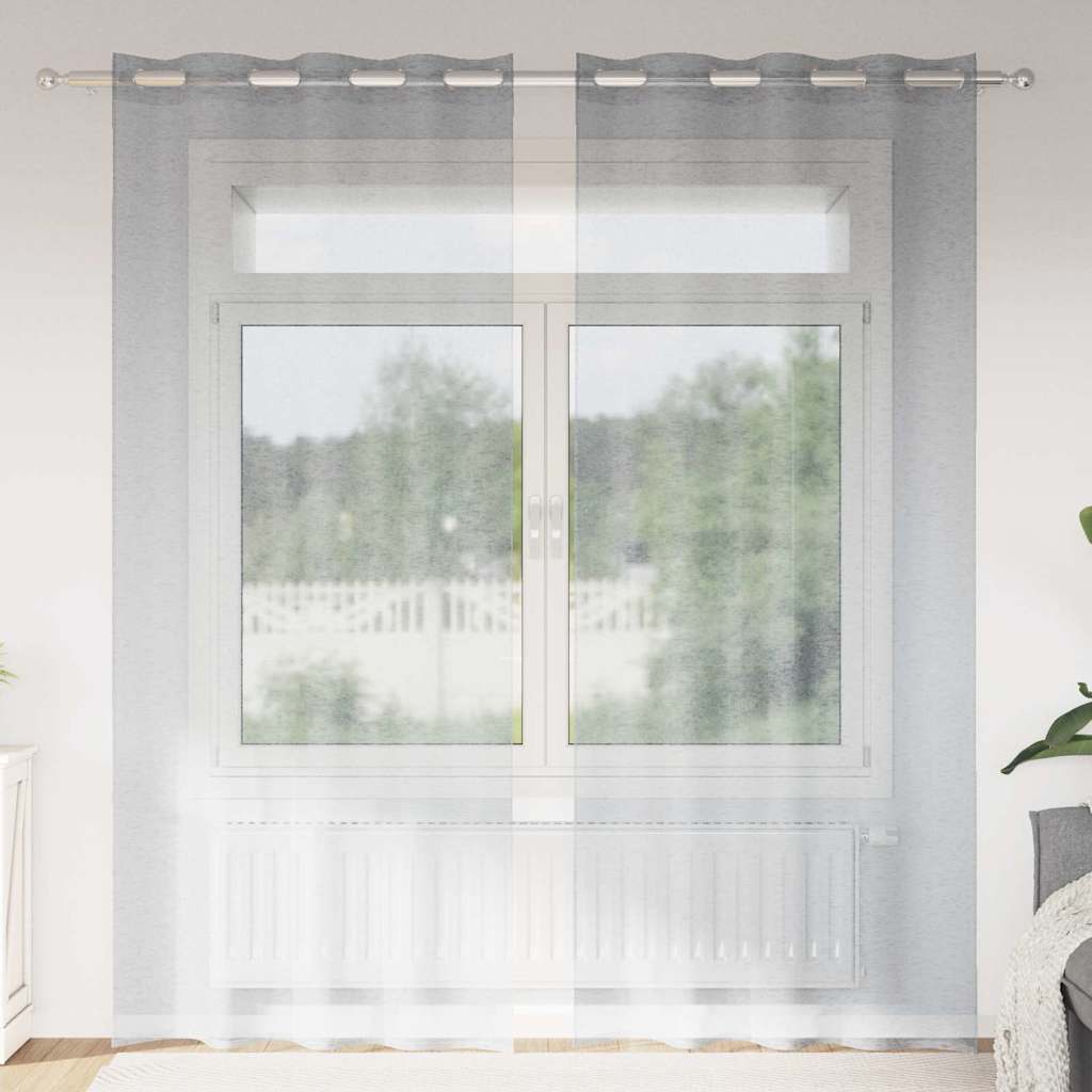 Voile-Vorhang 2 stk. Dunkelgrau 260 x 140 cm Polyester