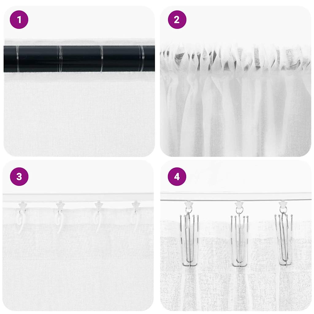 Voile-Vorhang mit Vorhängen 2 pcs Weiß 225 x 140 cm Polyester