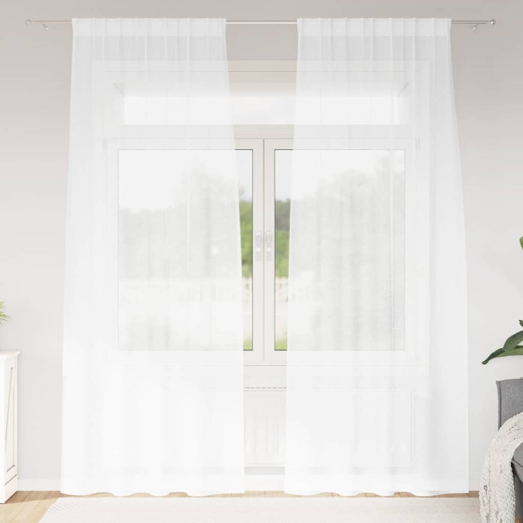 Voile-Vorhang mit Vorhängen 2 pcs Weiß 225 x 140 cm Polyester
