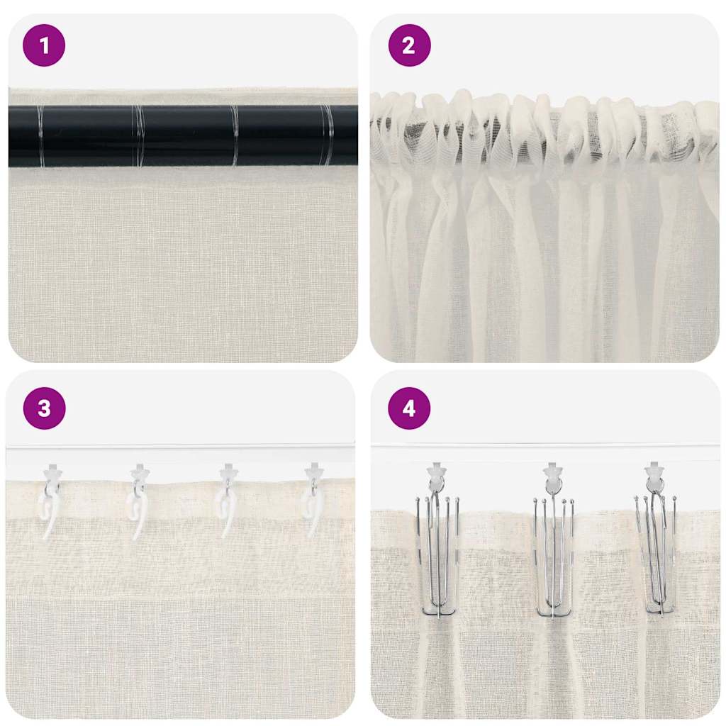 Voile-Vorhang 2 stk. Creme 245 x 140 cm Polyester