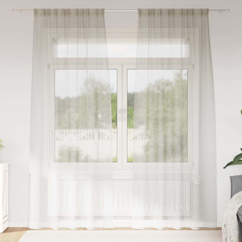 Voile-Vorhang 2 stk. Creme 245 x 140 cm Polyester