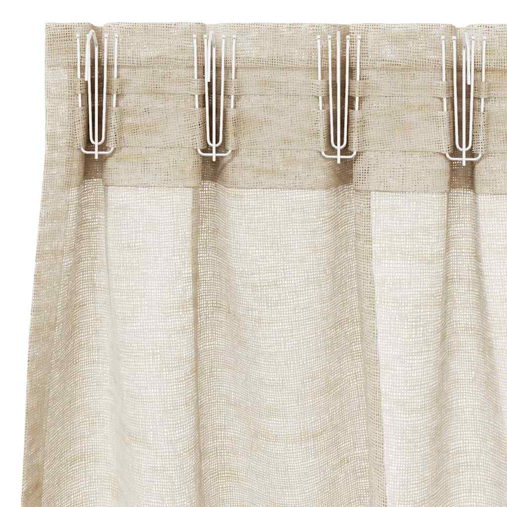 Voile-Vorhang 2 stk. Sand 175 x 140 cm Polyester