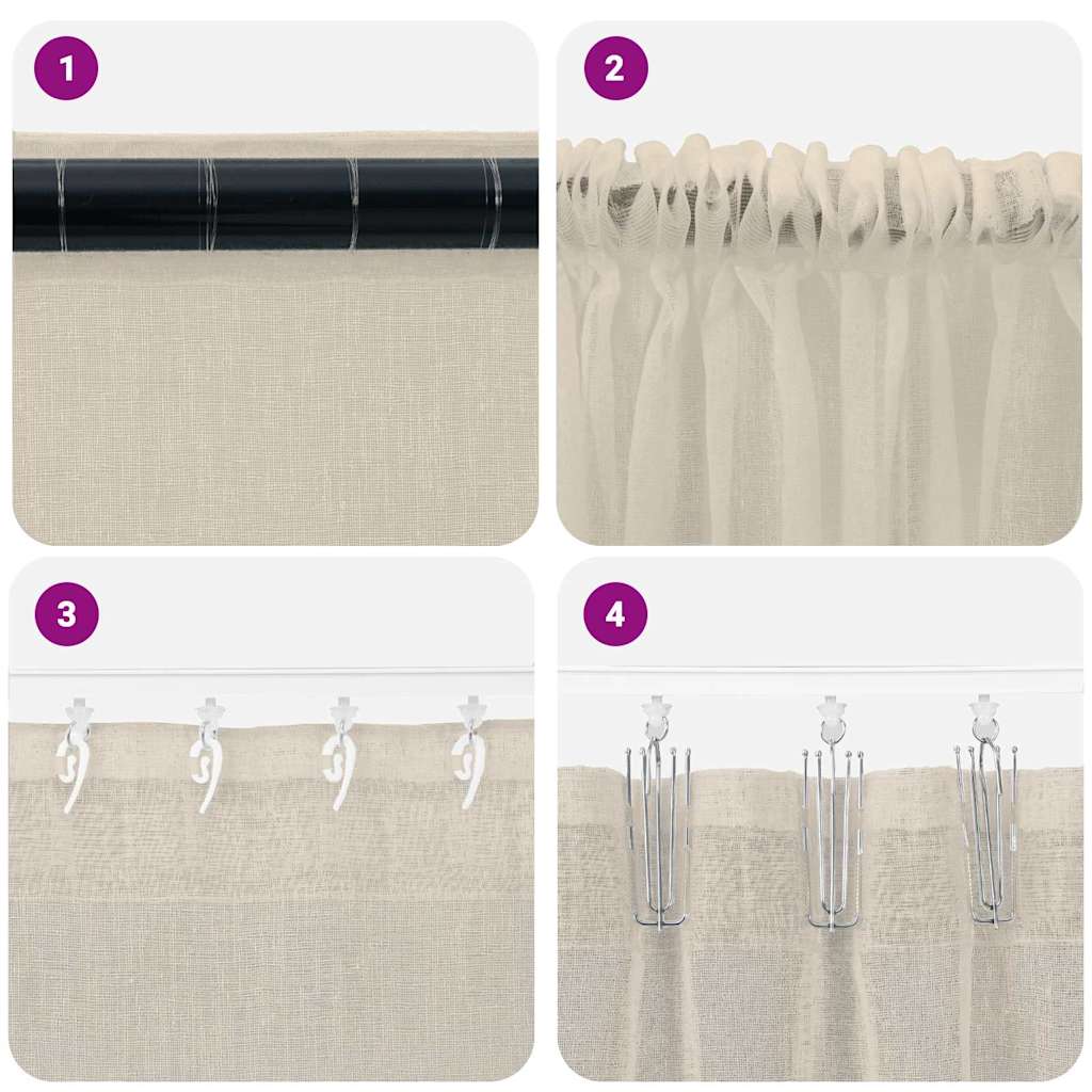 Voile-Vorhang 2 stk. Sand 175 x 140 cm Polyester