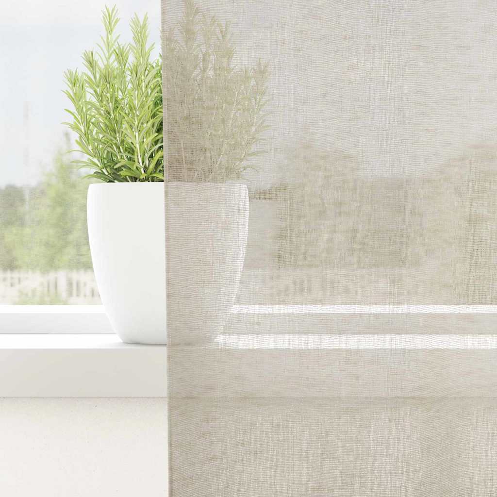 Voile-Vorhang 2 stk. Sand 175 x 140 cm Polyester