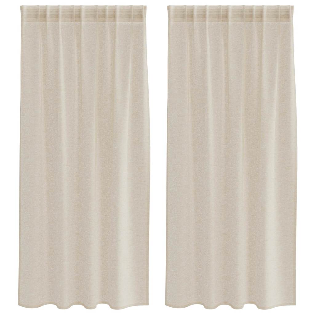 Voile-Vorhang 2 stk. Sand 175 x 140 cm Polyester